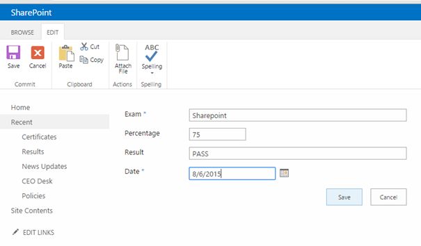 Date into results list